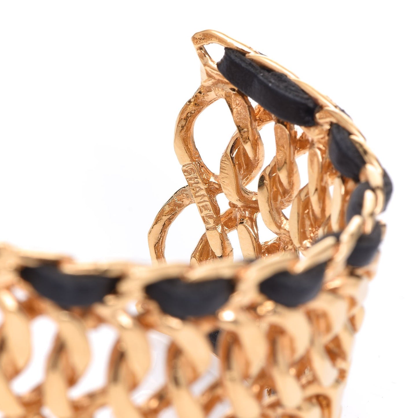 Lambskin Chain CC Cuff Black Gold