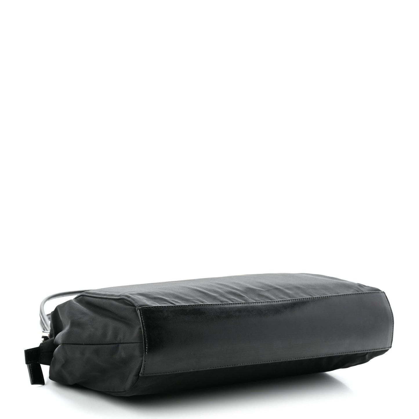 Tessuto Nylon Calfskin Shoulder Bag Black