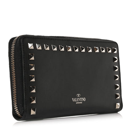 Valentino Garavani Calfskin Rockstud Zip Around Wallet Black 3 of 10