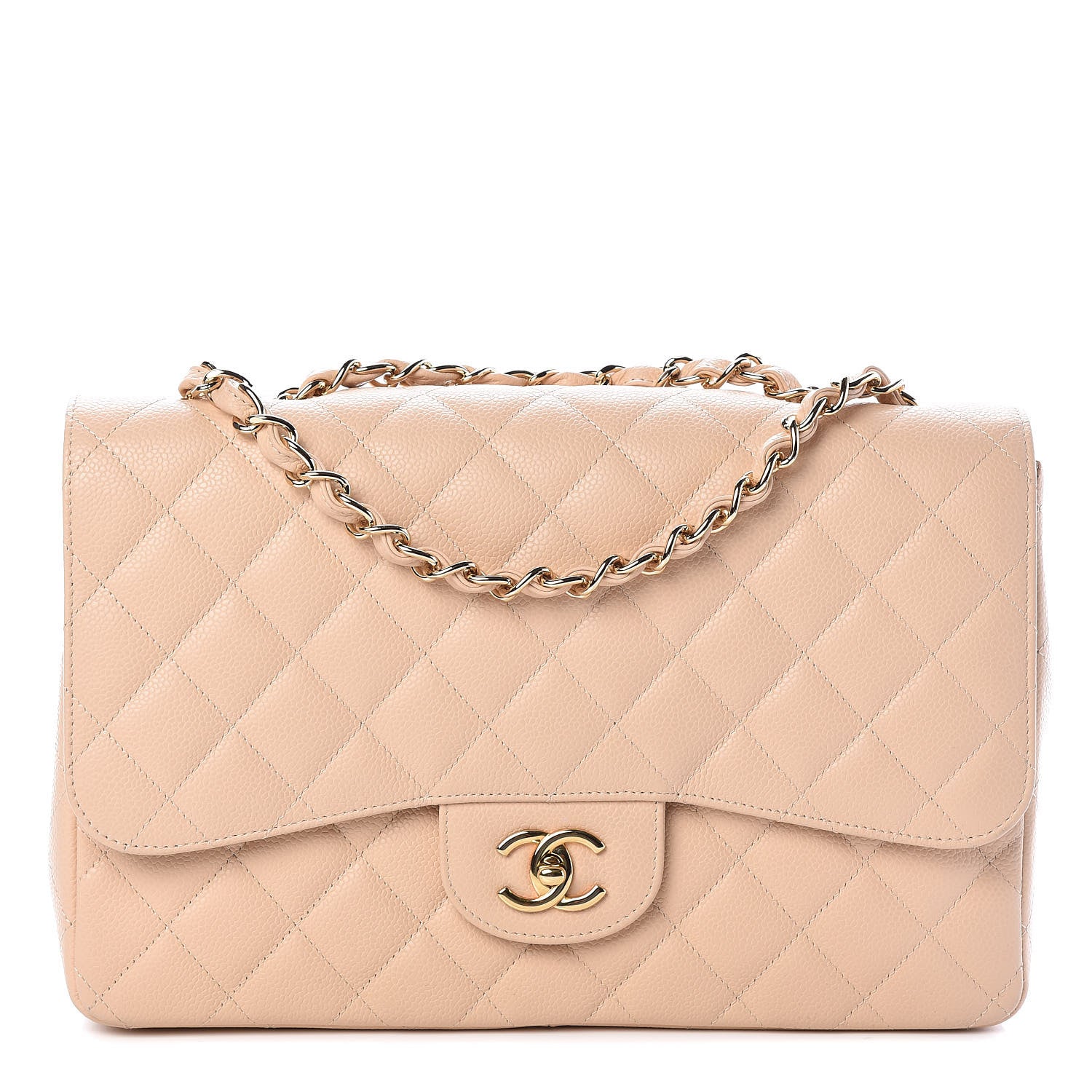 Chanel Caviar Quilted Jumbo Single Flap Beige Clair 1 of 11