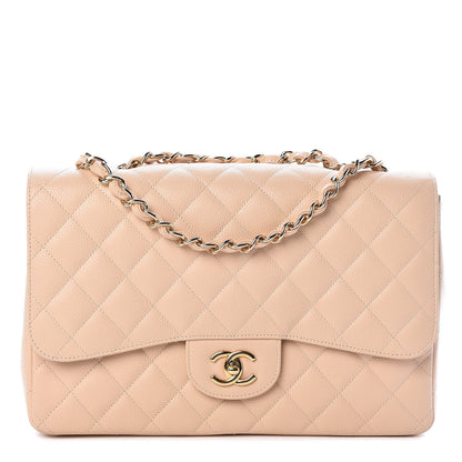 Chanel Caviar Quilted Jumbo Single Flap Beige Clair 1 of 11
