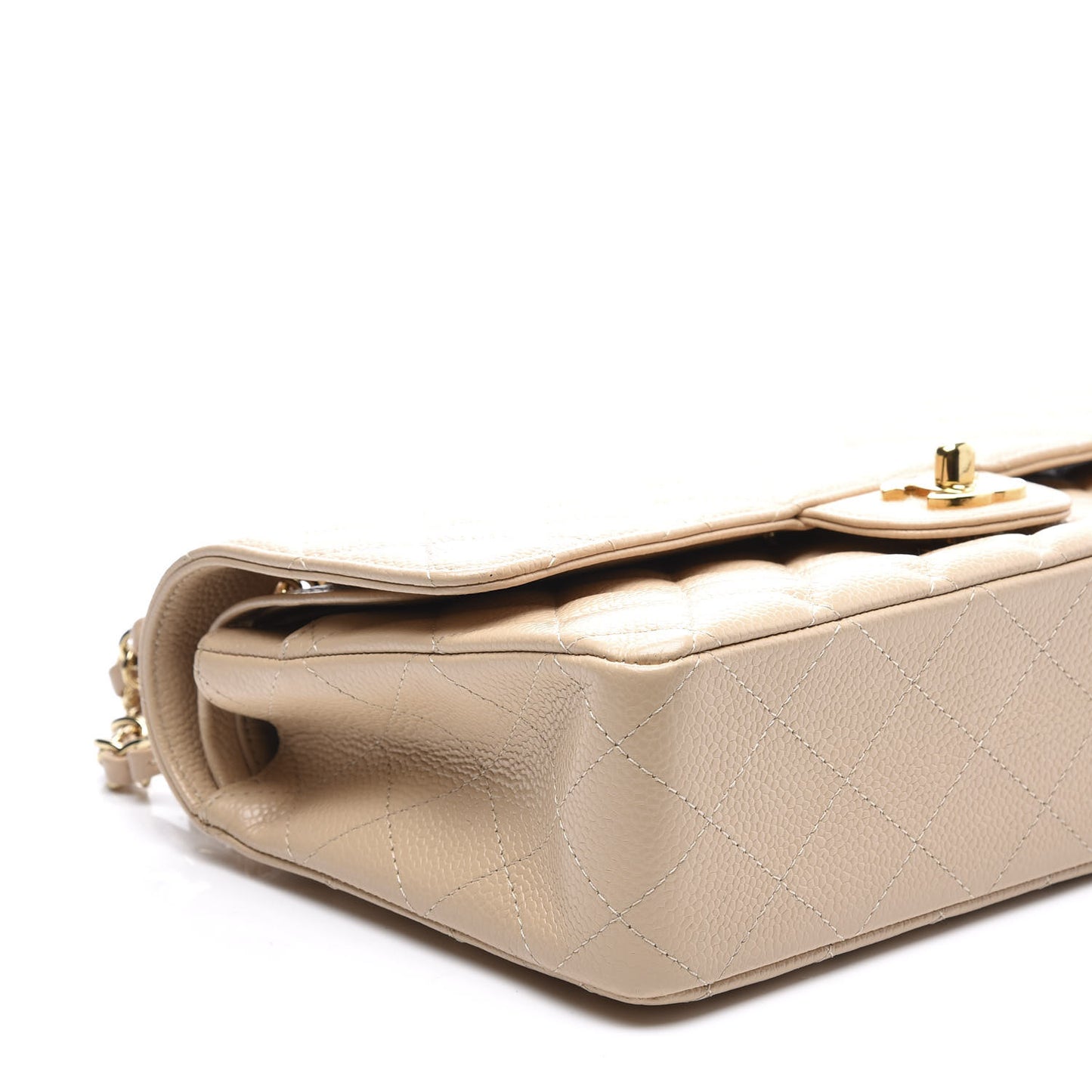 Caviar Quilted Medium Double Flap Beige Clair