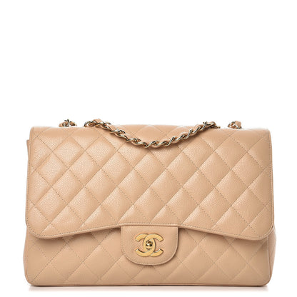 Chanel Caviar Quilted Jumbo Single Flap Beige Clair 1 of 13