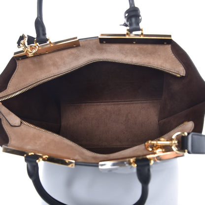 Fendi Vitello Baltico Suede Petite 3Jours Tote Black Marrone Chiaro 5 of 10