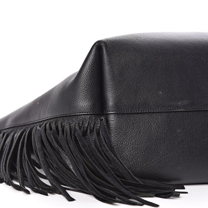 Saint Laurent Calfskin Large Fringe Shopping Tote Black 9 of 14