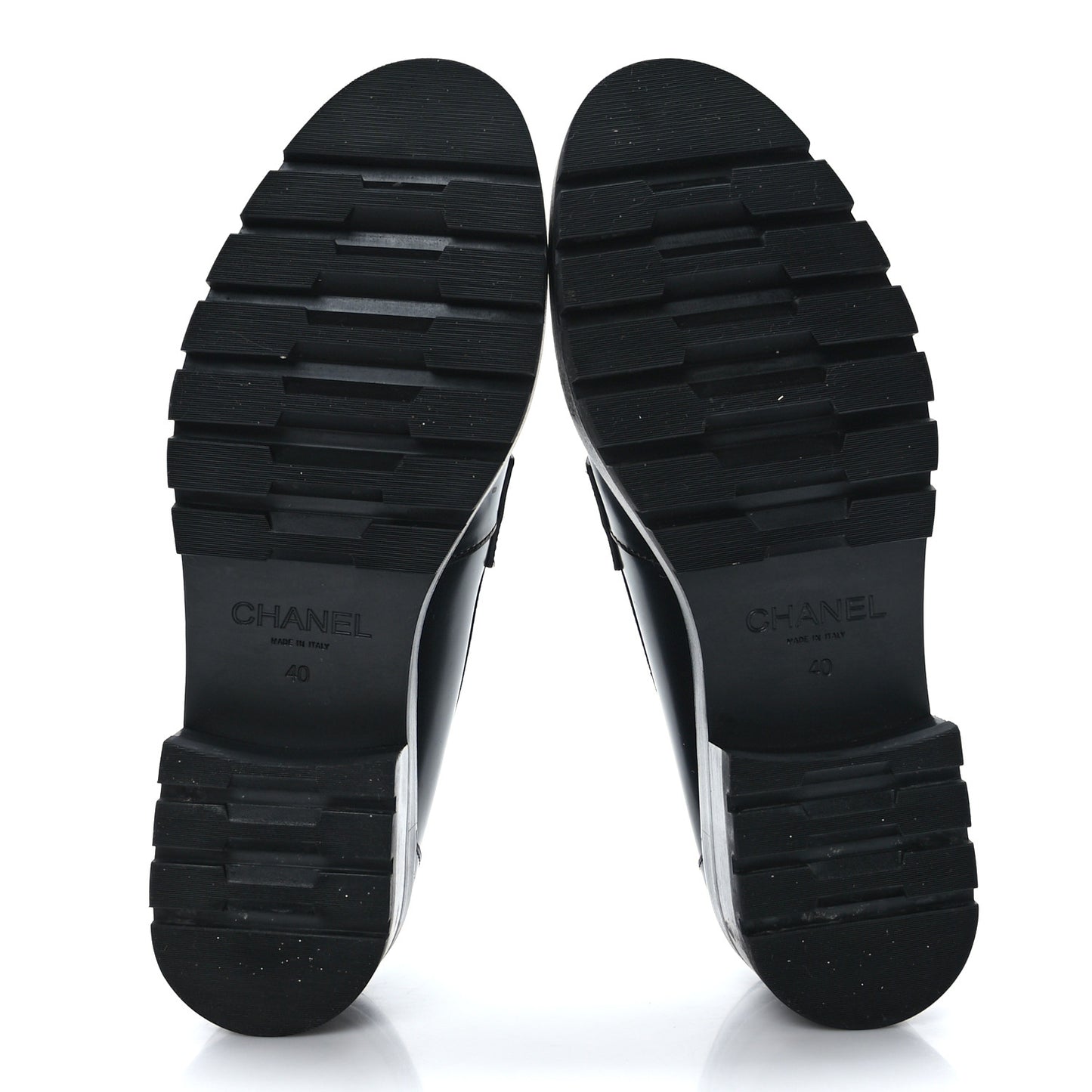 Calfskin Metal CC Loafers 40 Black
