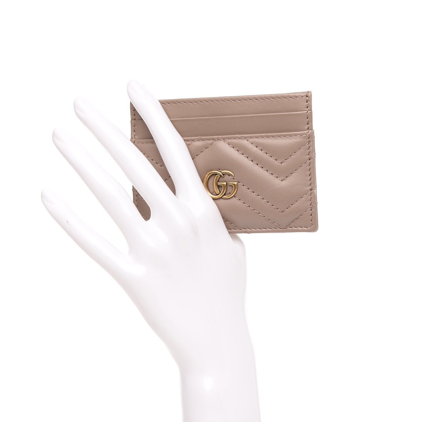 Calfskin Matelasse GG Marmont Card Holder Porcelain Rose