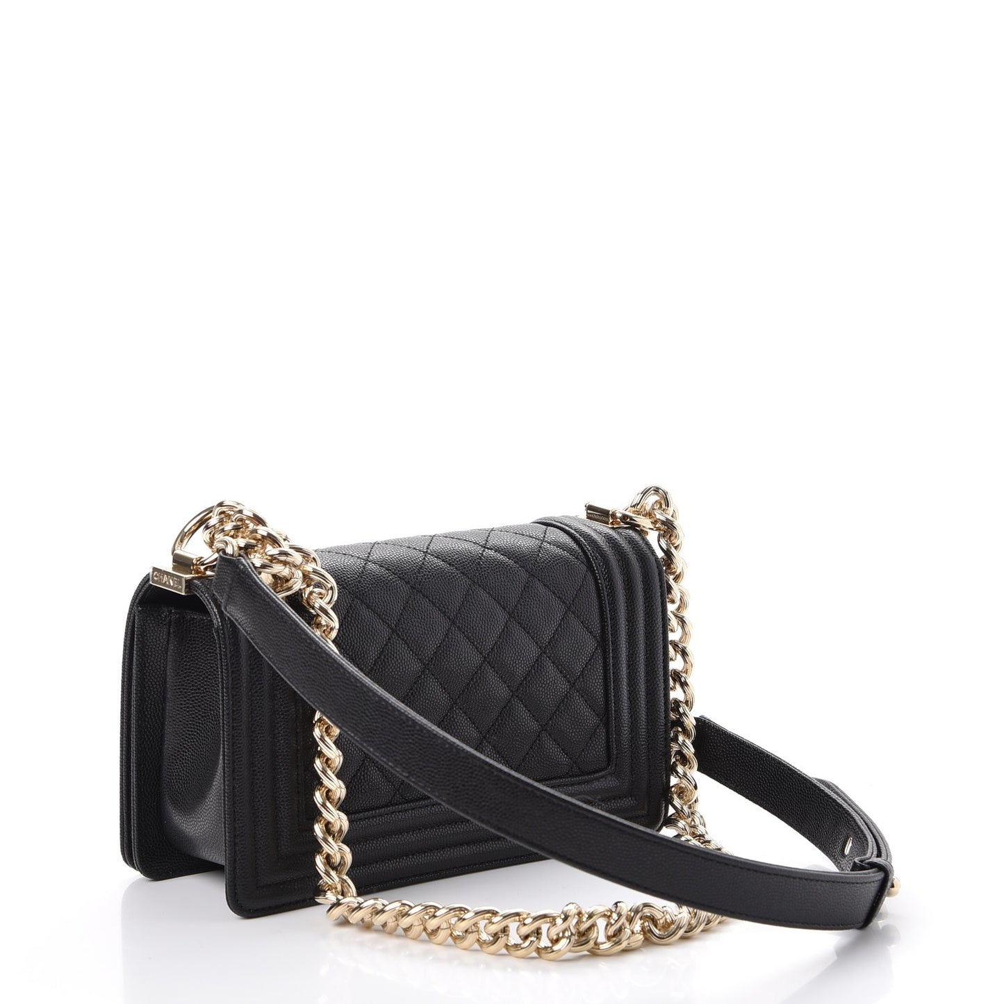 Caviar Quilted Small Boy Flap Black