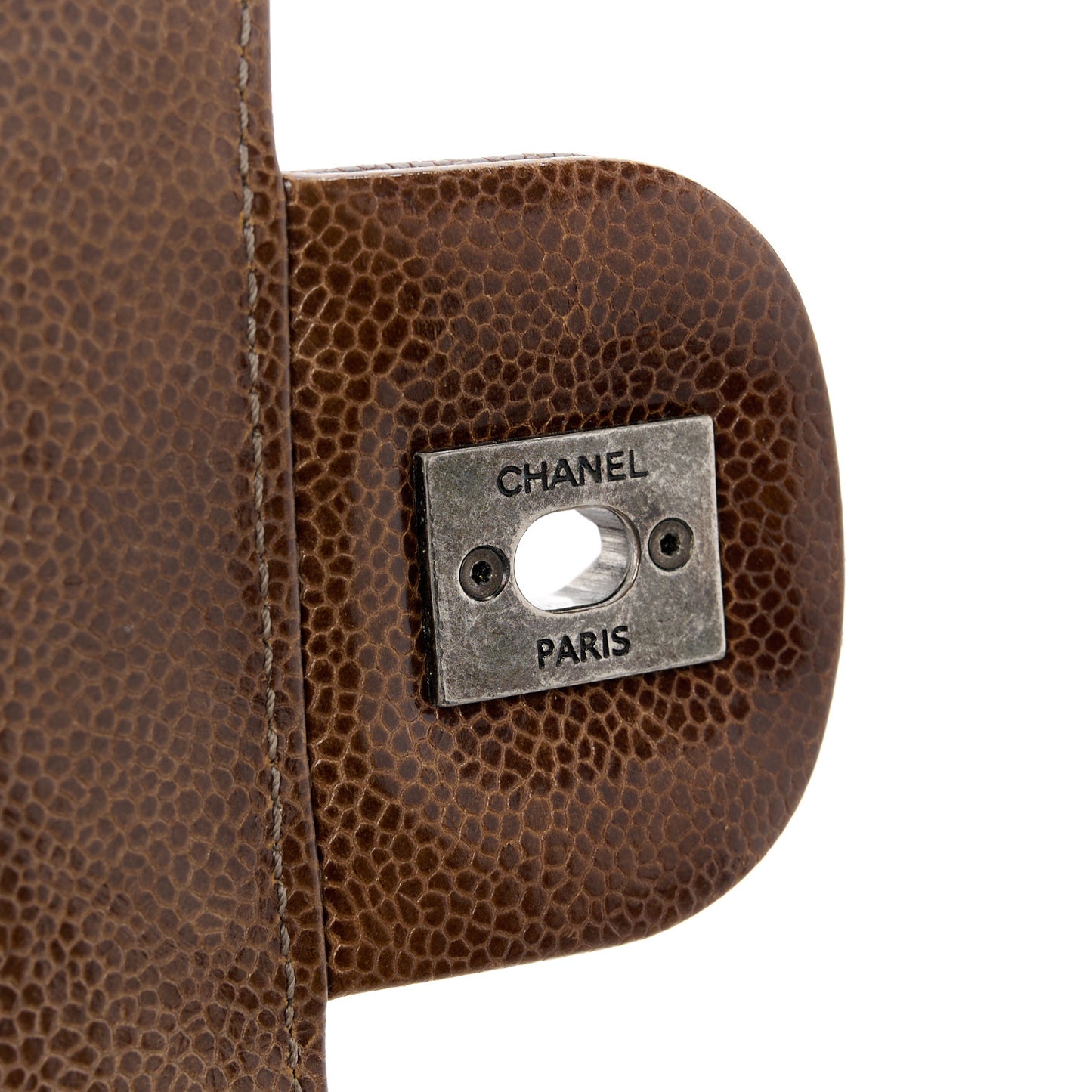 Crumpled Grained Calfskin Medium CC Crave Flap Brown