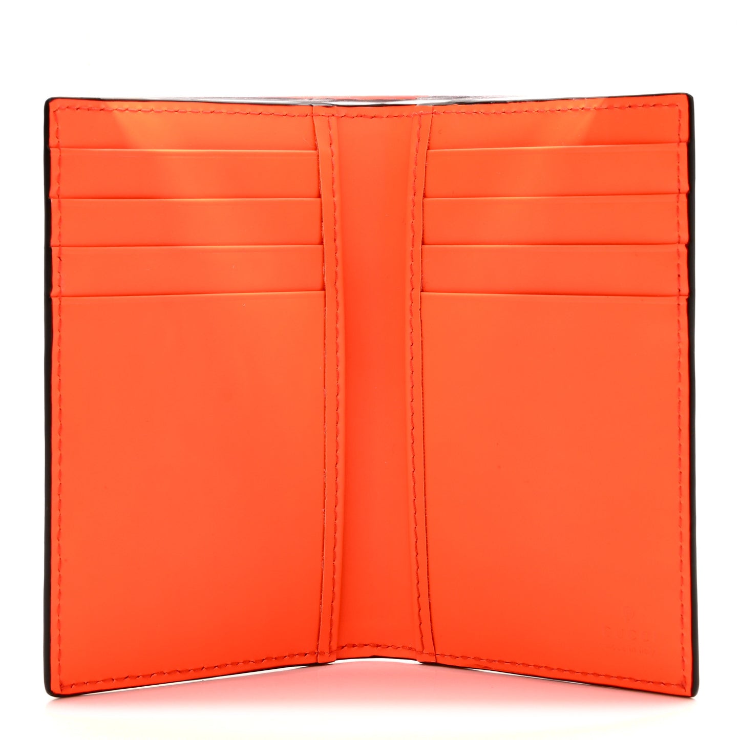 Rubber Effect GG Embossed Long Card Case New Orange Fluo