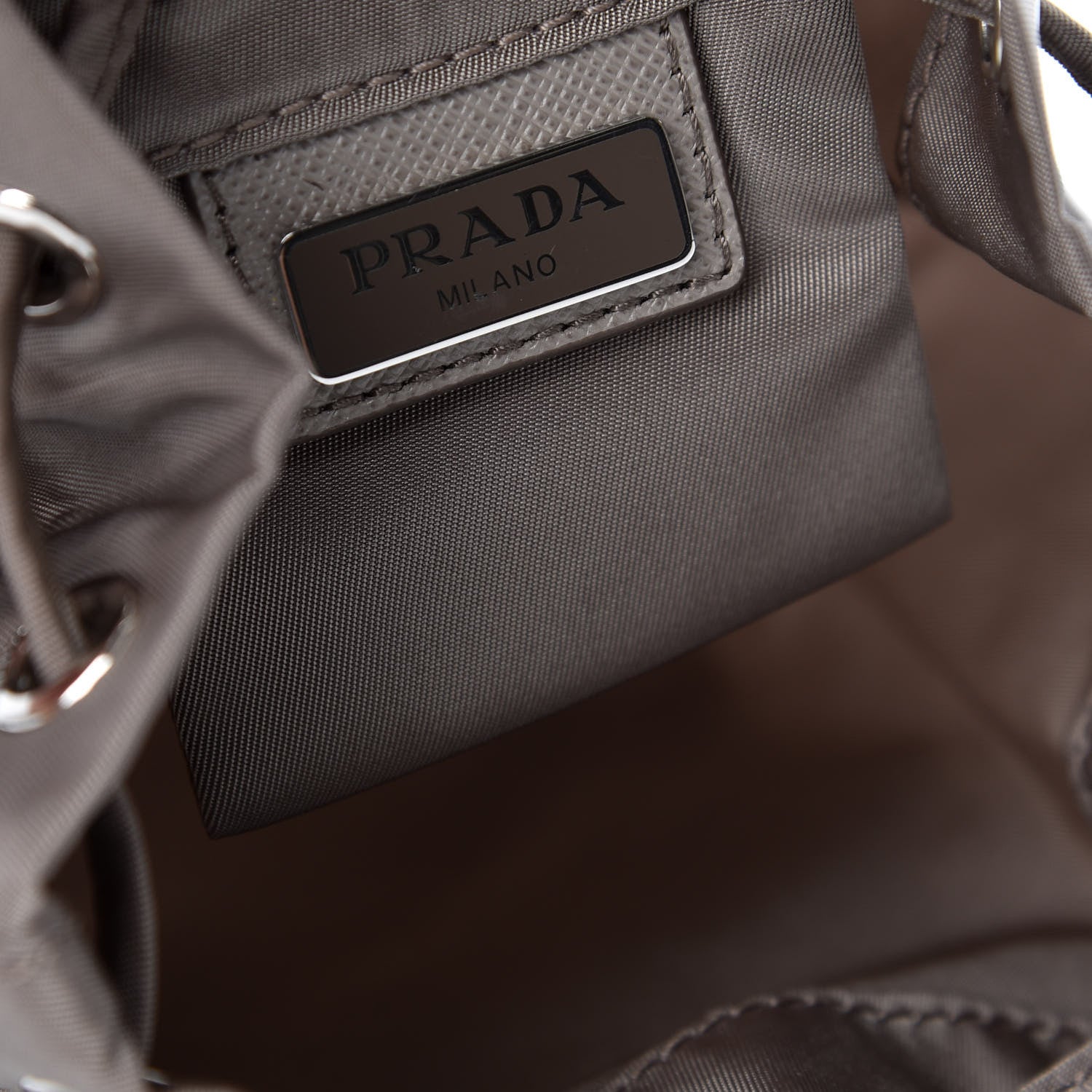 Prada Nylon Vela Drawstring Pouch Argilla 6 of 6