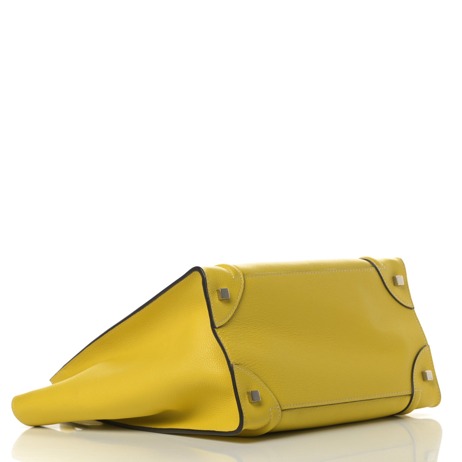 Celine Drummed Calfskin Mini Luggage Citron 4 of 10