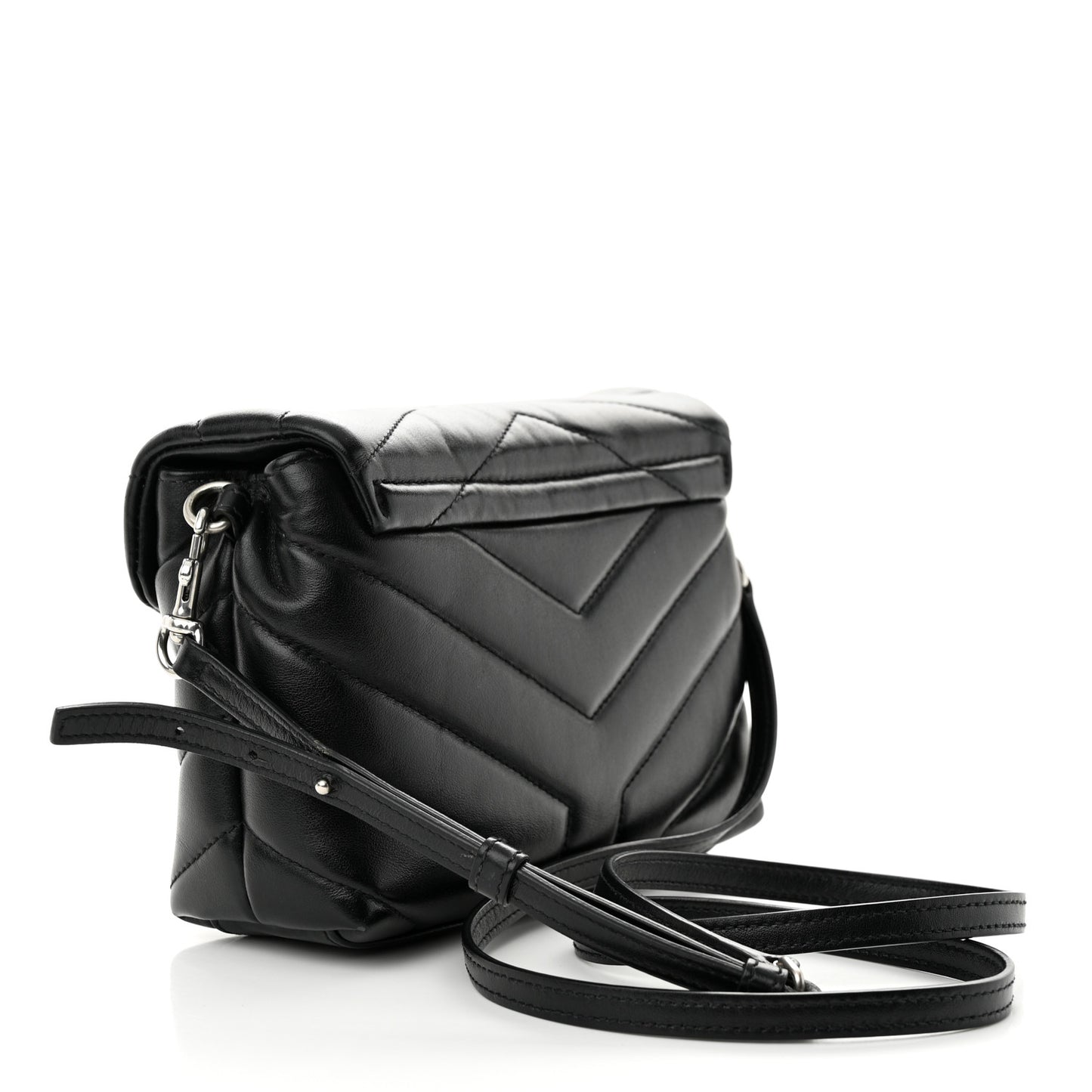 Calfskin Y Quilted Monogram Toy Loulou Crossbody Bag Black