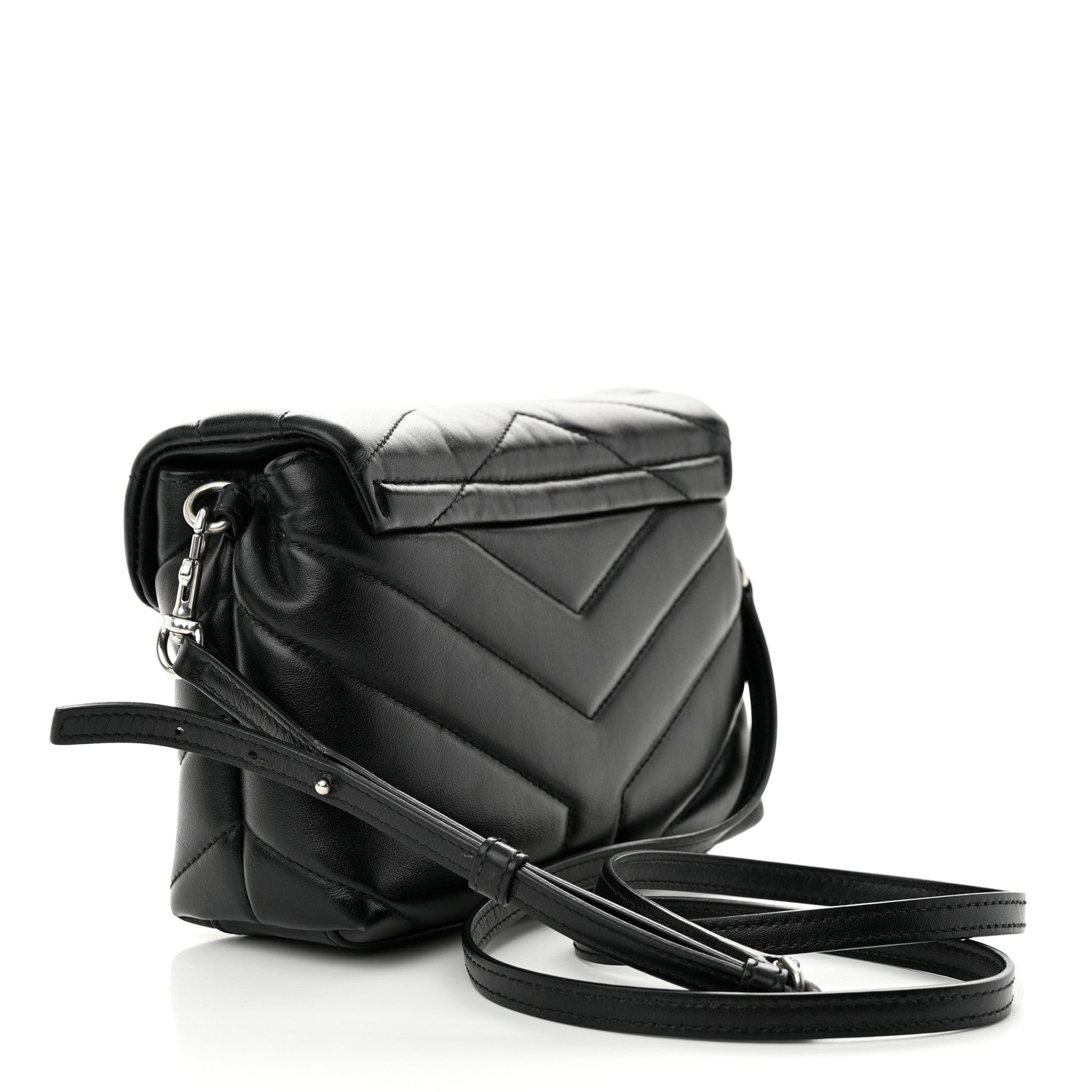Saint Laurent Calfskin Y Quilted Monogram Toy Loulou Crossbody Bag Black 3 of 10