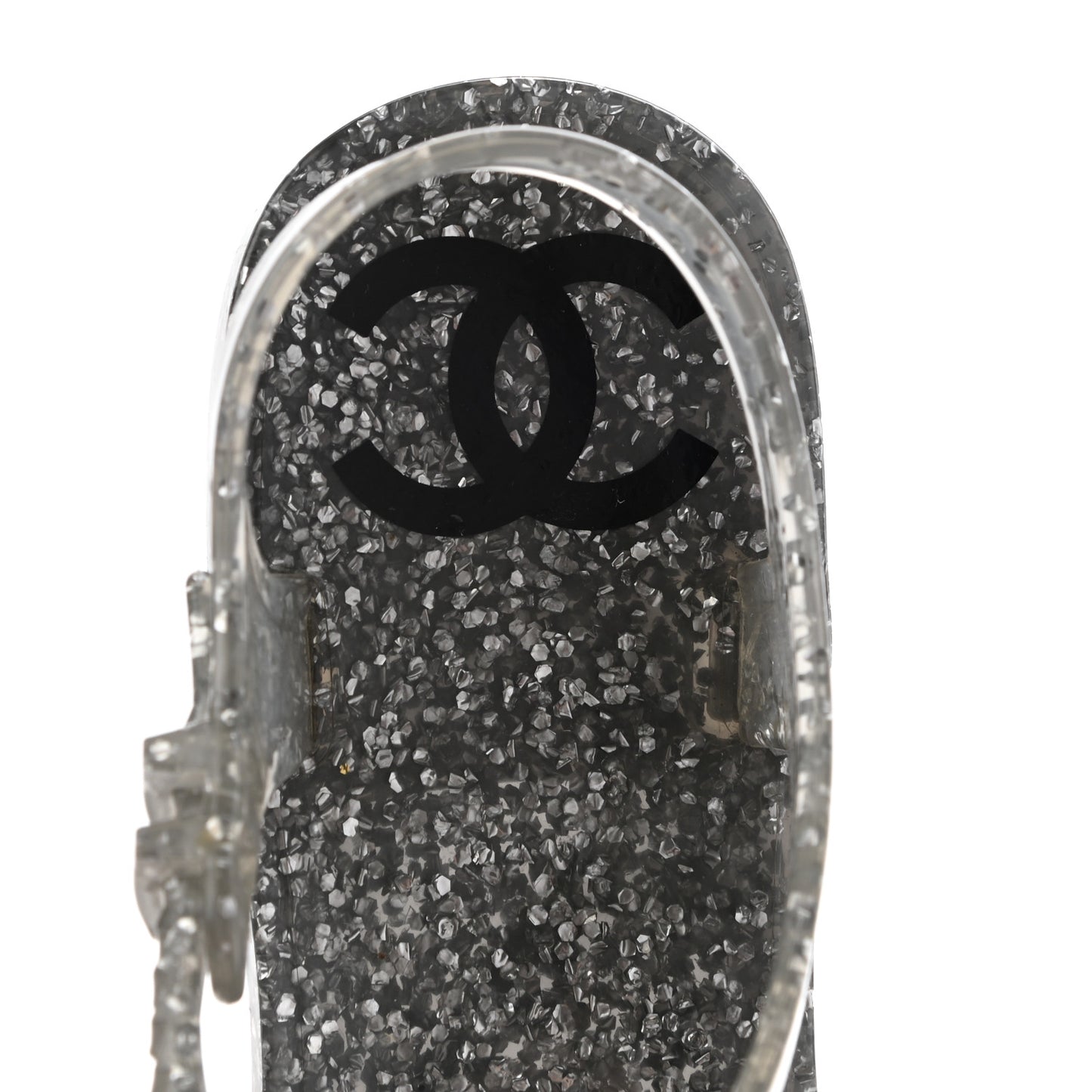 Jelly Camellia Glitter Thong Sandals 37 Grey