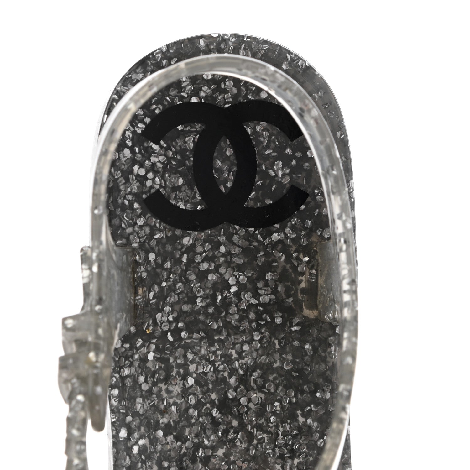 Chanel Jelly Camellia Glitter Thong Sandals 37 Grey 6 of 7