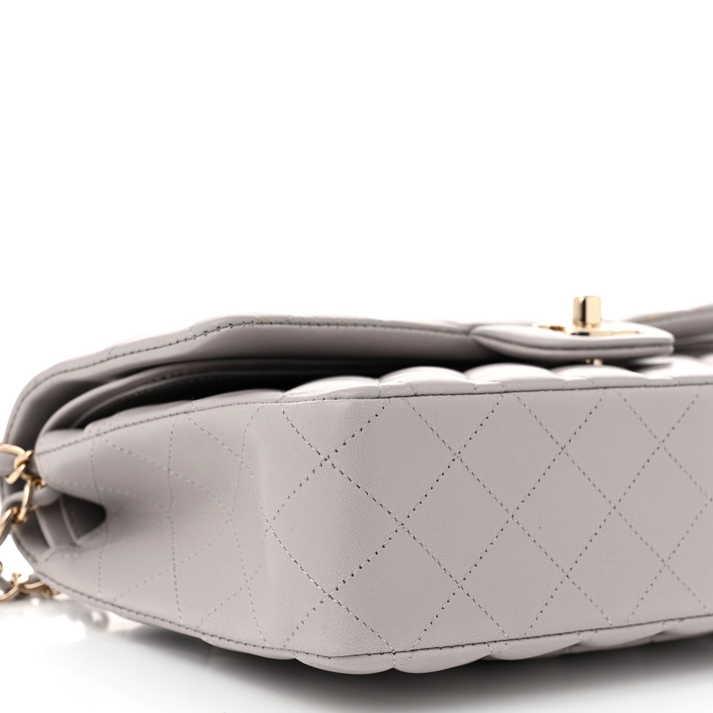 Lambskin Quilted Medium Double Flap Grey