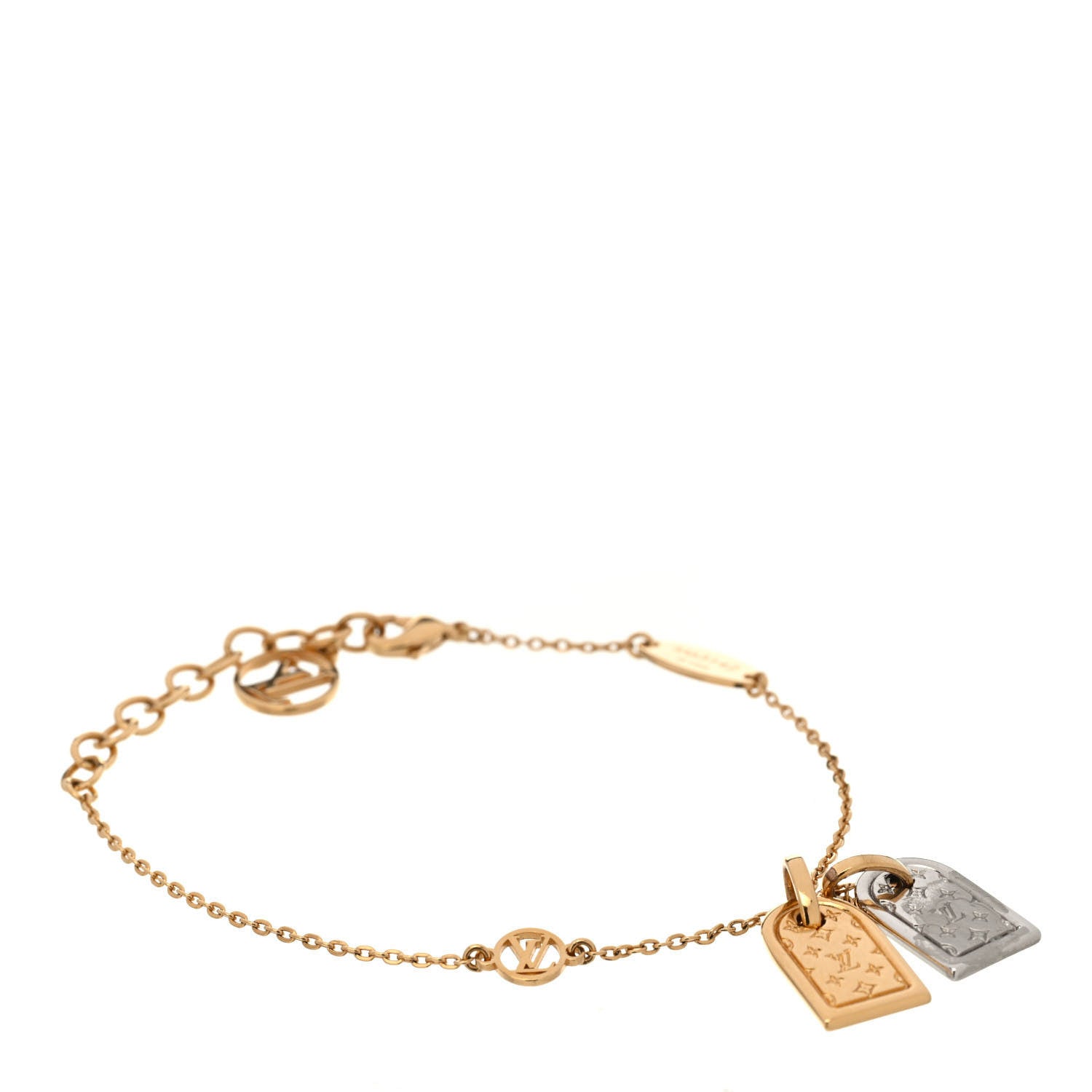 Louis Vuitton Brass Nanogram Bracelet Silver Gold 1 of 6