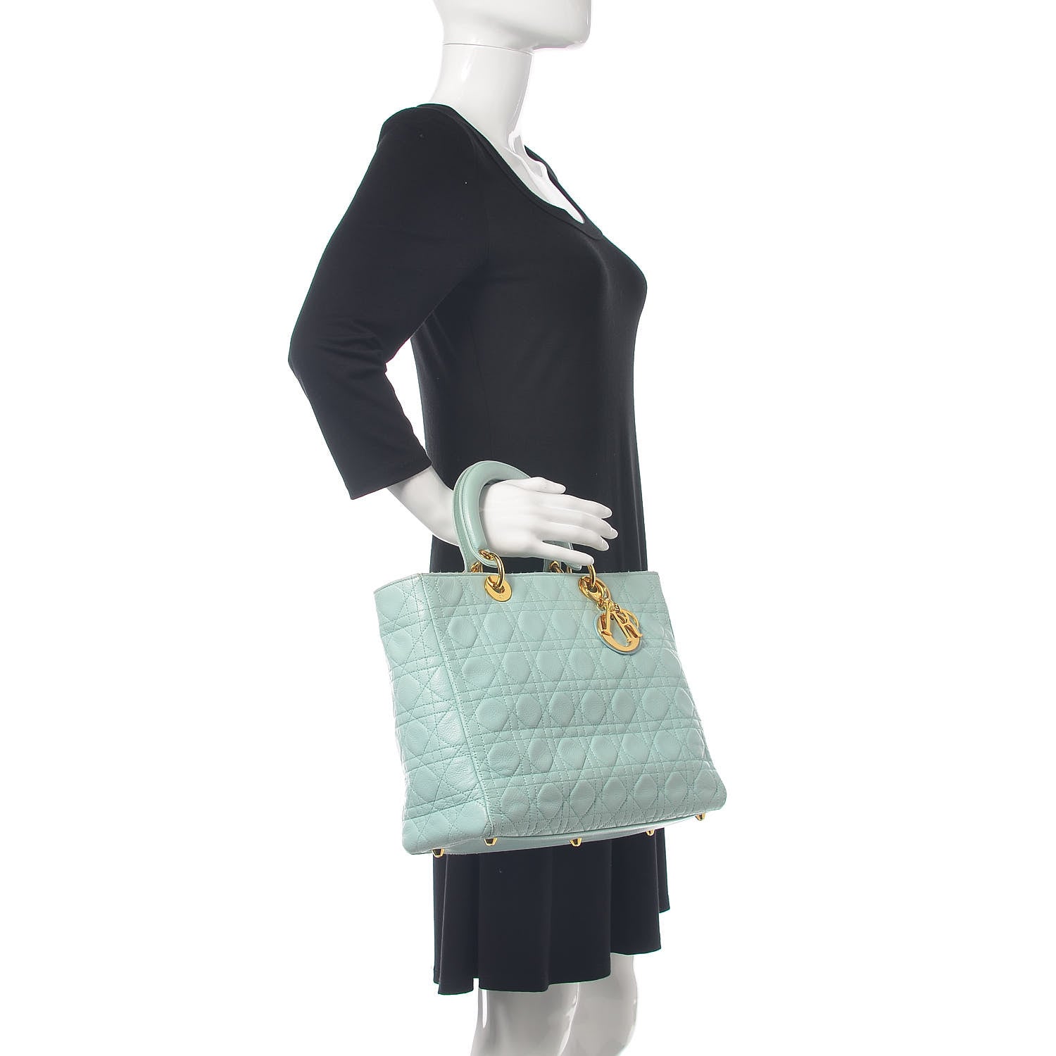Christian Dior Lambskin Cannage Large Lady Dior Light Blue 2 of 12