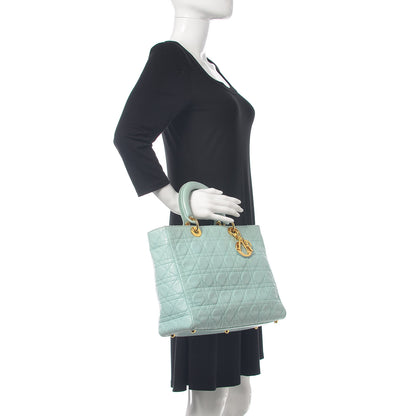 Christian Dior Lambskin Cannage Large Lady Dior Light Blue 2 of 12