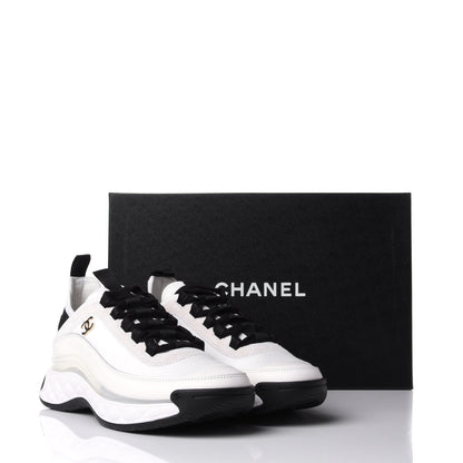 Chanel Velvet Calfskin Mixed Fibers CC Sneakers 37 Ivory Black 11 of 11