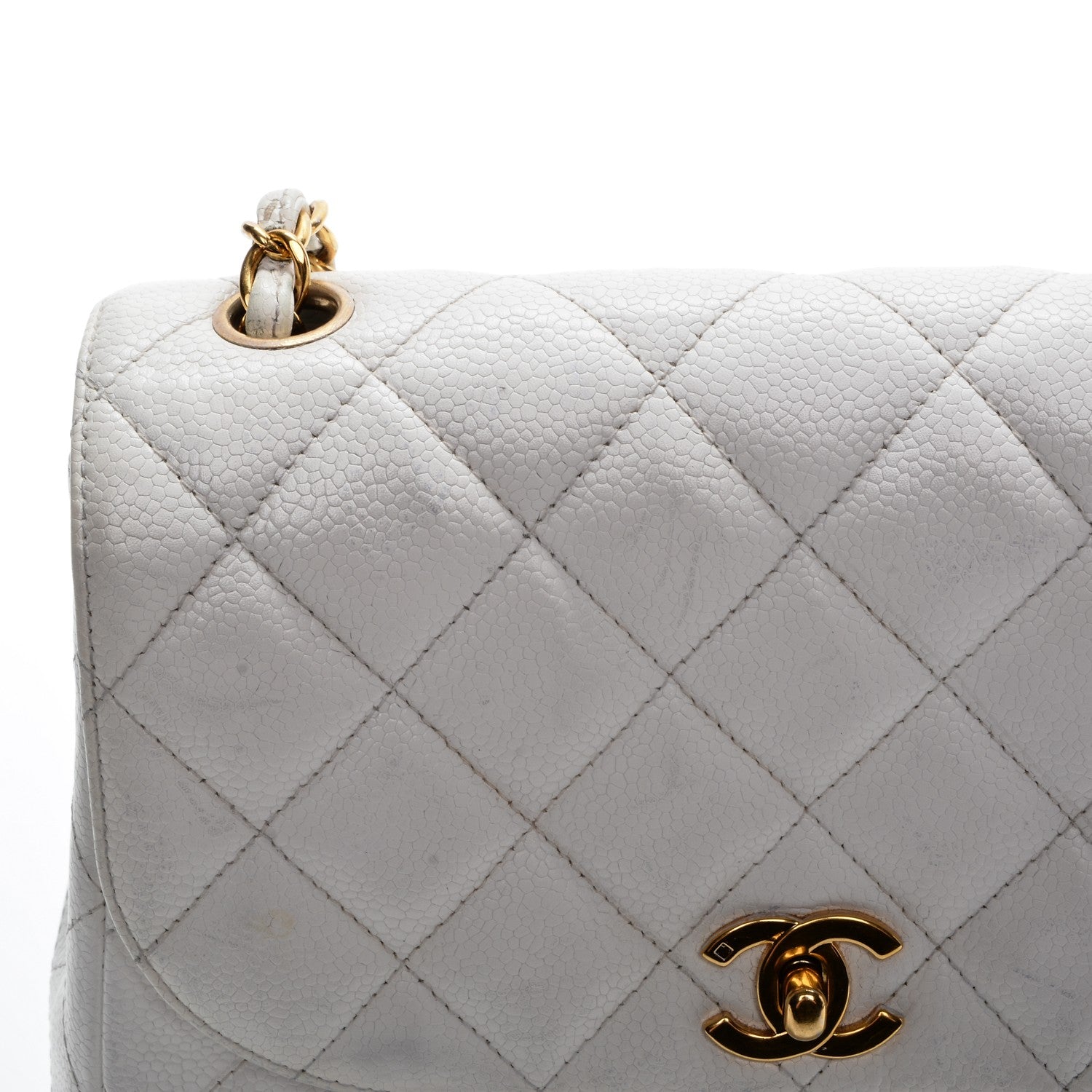 Chanel Caviar Quilted Medium Single Flap White 9 of 13