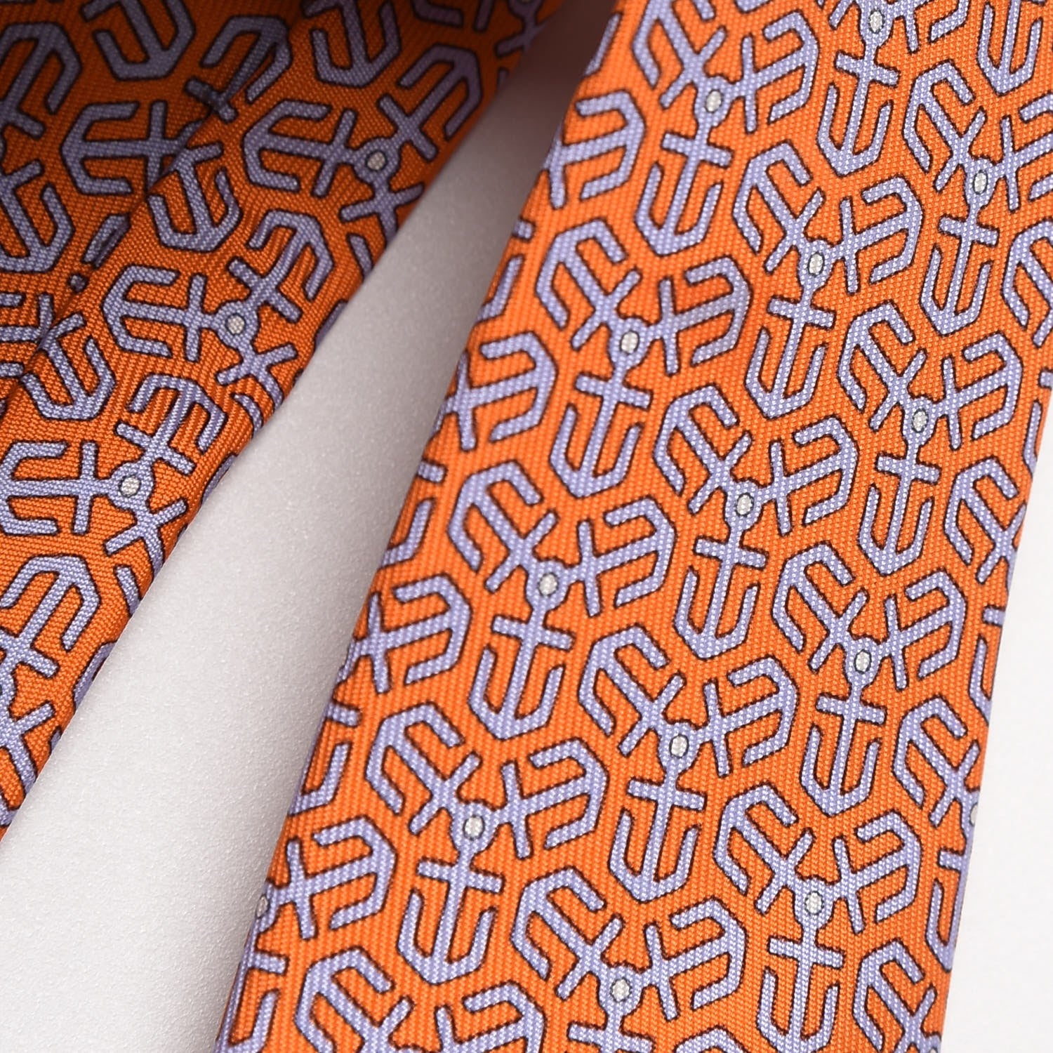 Hermes Mens Silk Anchor Neck Tie Orange 6 of 6