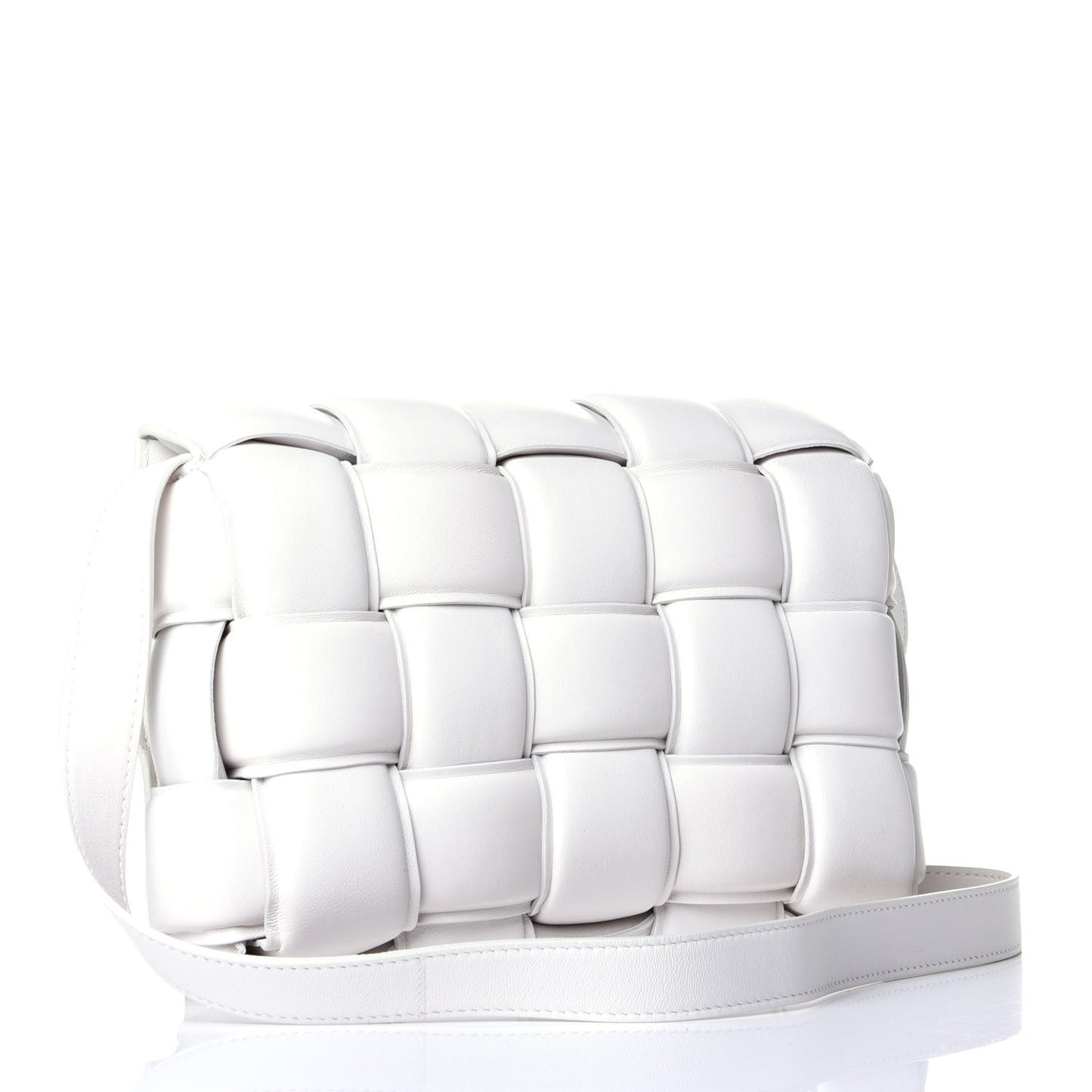 Nappa Maxi Intreccio Padded Cassette Crossbody Bag Chalk