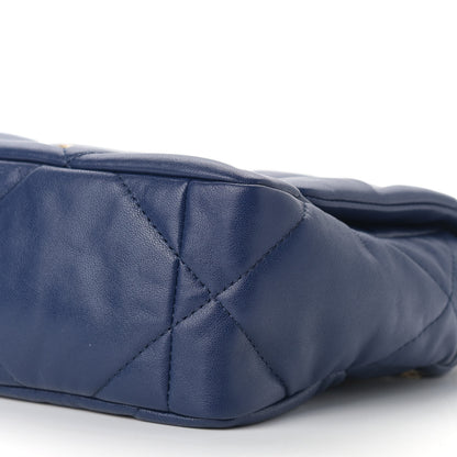Chanel Goatskin Quilted Medium Chanel 19 Flap Dark Blue 13 of 13