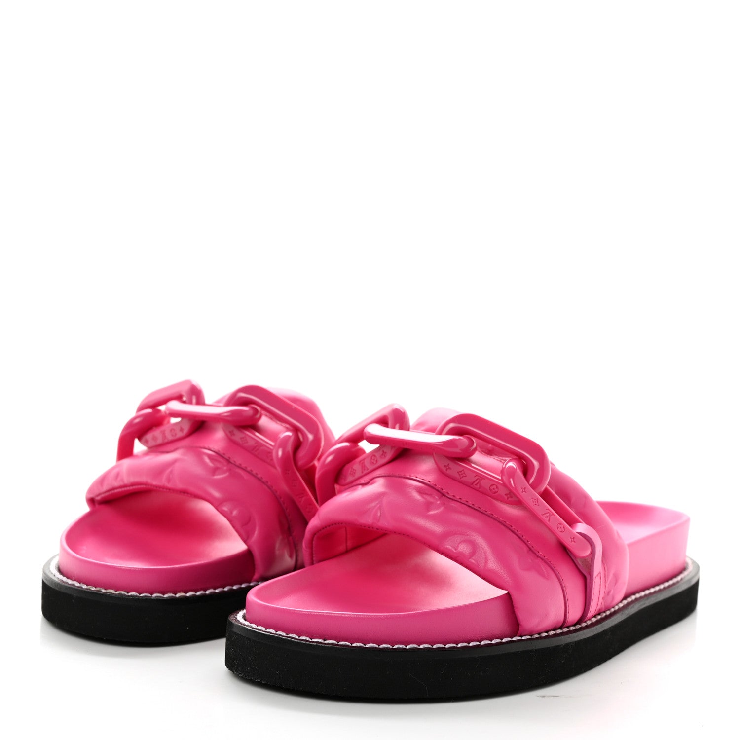 Louis Vuitton Calfskin Embossed Monogram Sunset Flat Comfort Mule 37 Rose Pop 3 of 8