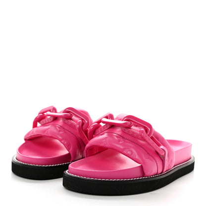 Louis Vuitton Calfskin Embossed Monogram Sunset Flat Comfort Mule 37 Rose Pop 3 of 8