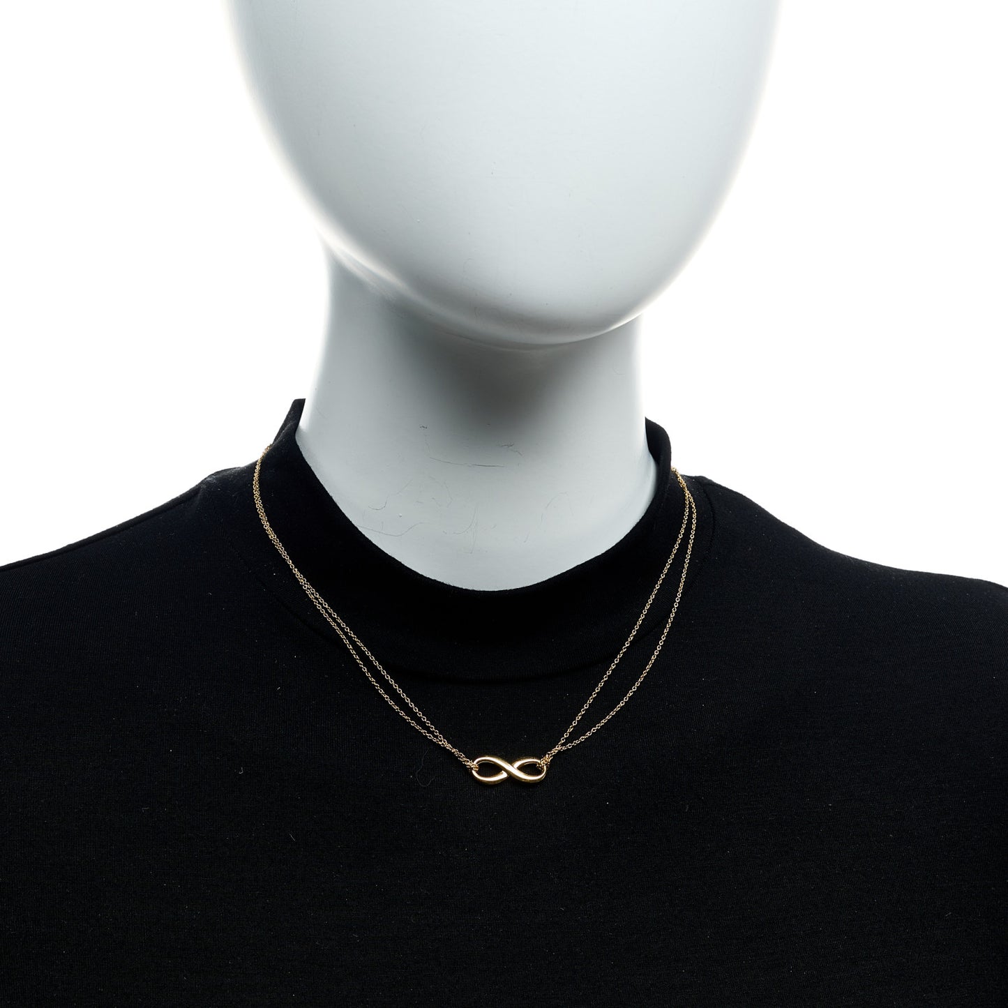18K Yellow Gold Infinity Double Chain Pendant Necklace