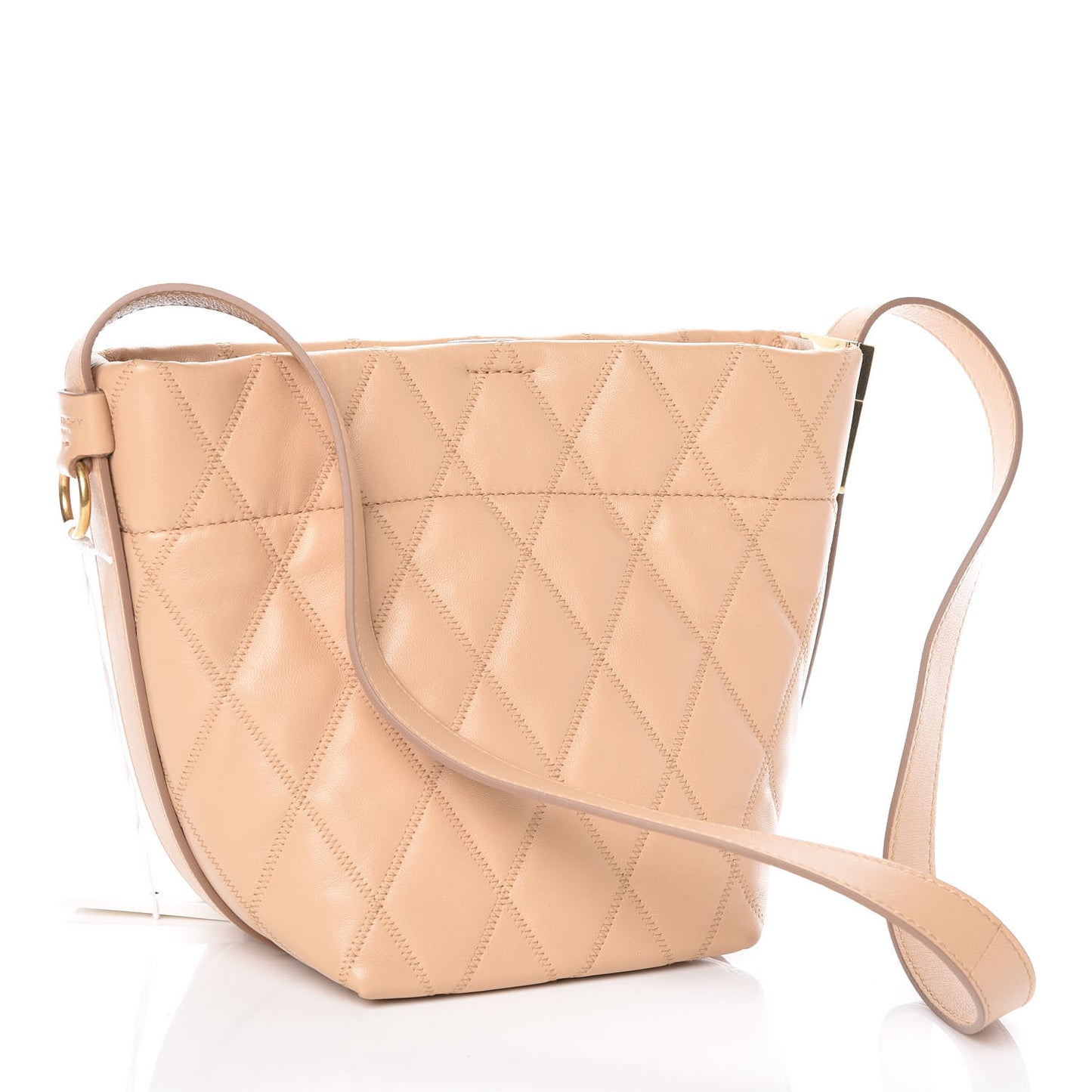 Lambskin Quilted Mini GV Bucket Bag Beige Camel