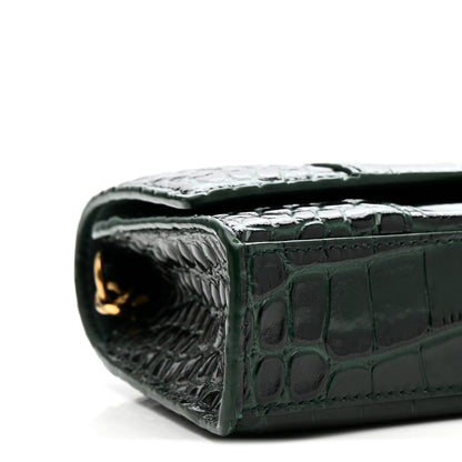 Balenciaga Shiny Calfskin Crocodile Embossed Hourglass Chain Bag Forest Green Forest Green 9 of 11
