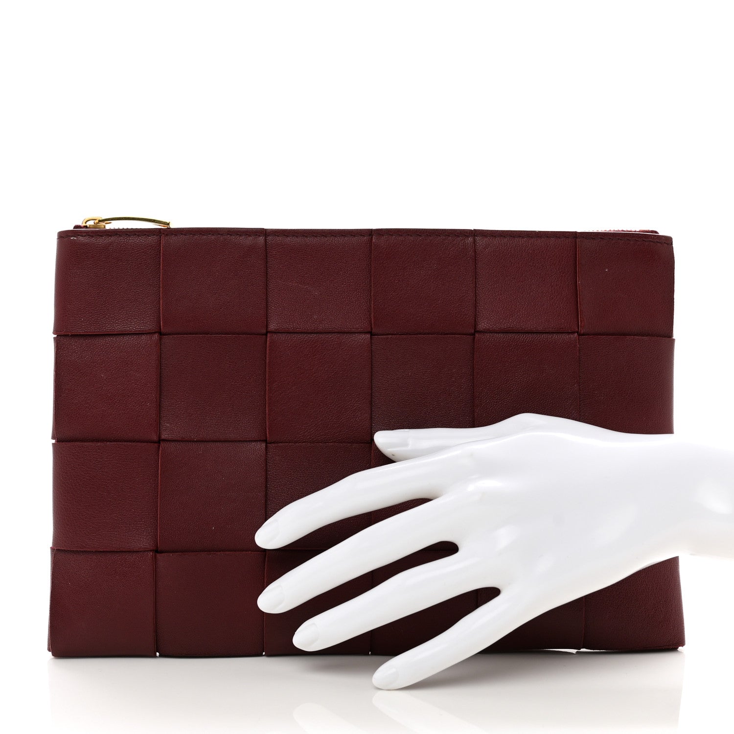Bottega Veneta Nappa Maxi Intrecciato Small Cassette Flat Zip Pouch Bordeaux 2 of 7
