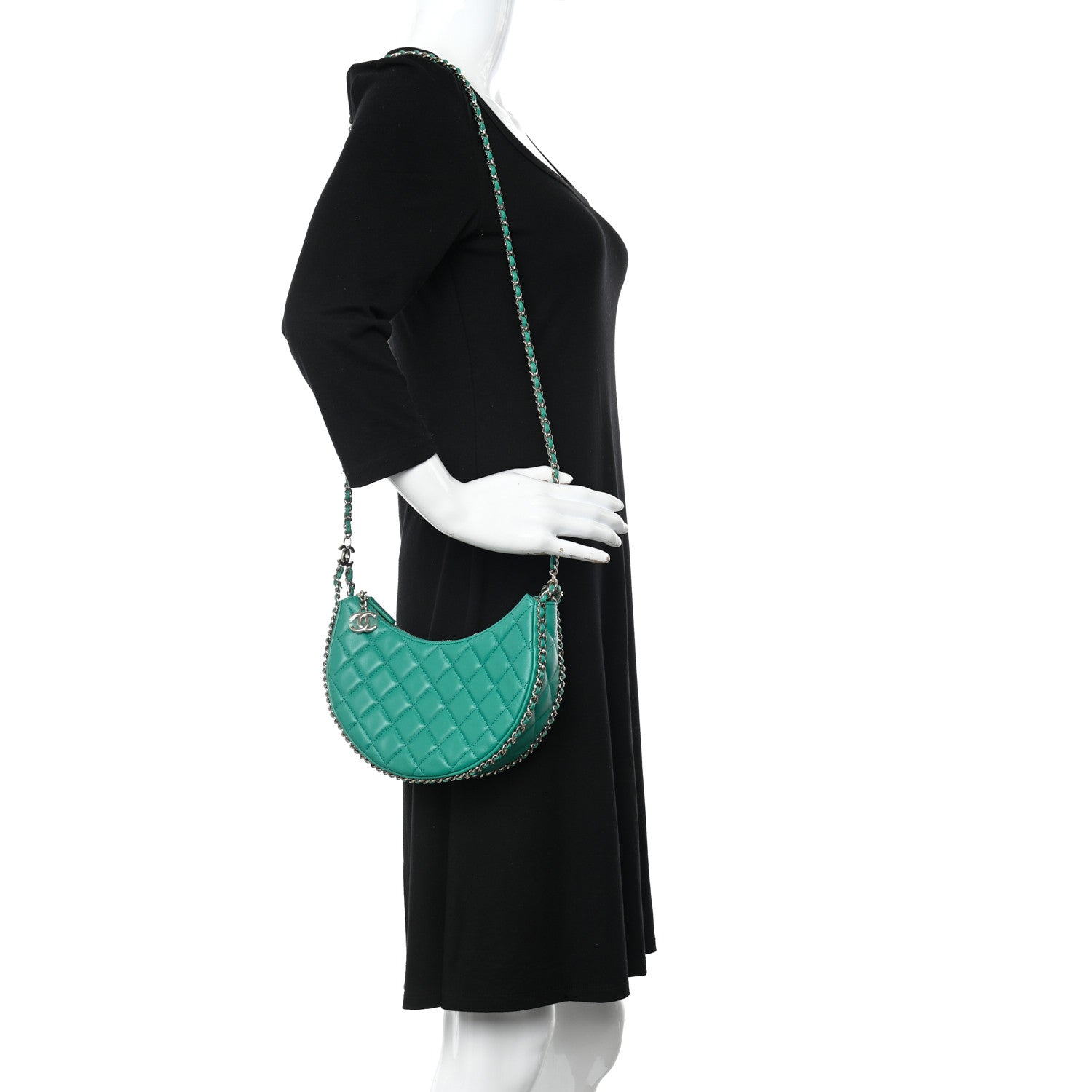 Chanel Lambskin Quilted Small Hobo Bag Green 2 of 11