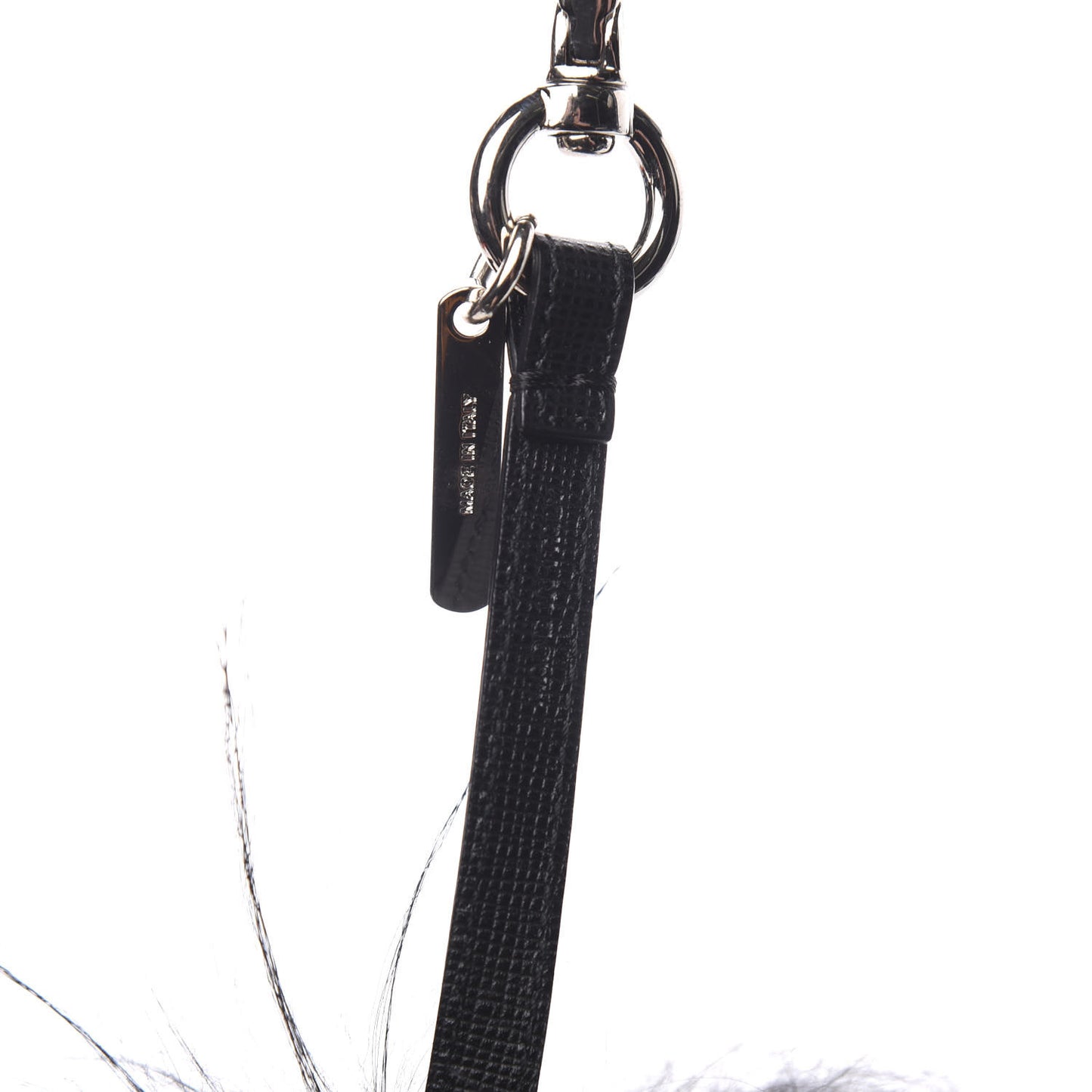 Vitello Elite Fox Fur Fusto Monster Bag Bug Charm Black Yellow