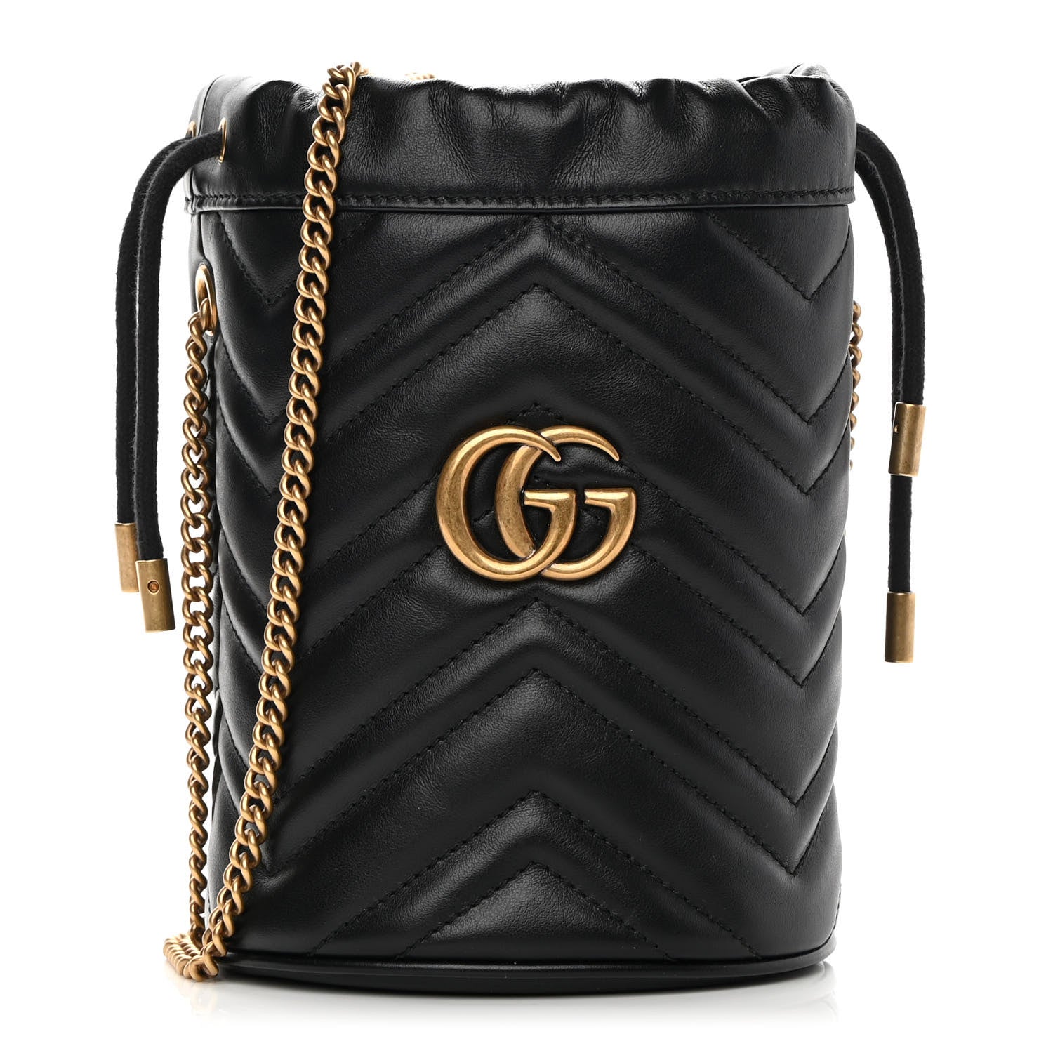 Gucci Calfskin Matelasse Mini GG Marmont 2.0 Bucket Bag Black 1 of 12