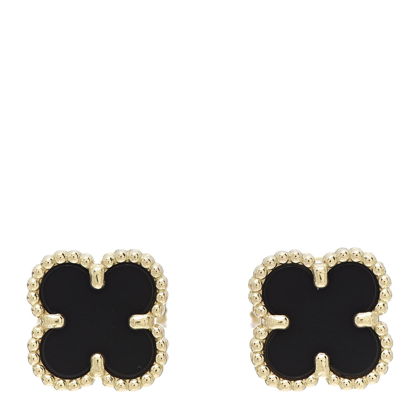 18K Yellow Gold Black Onyx Sweet Alhambra Earrings