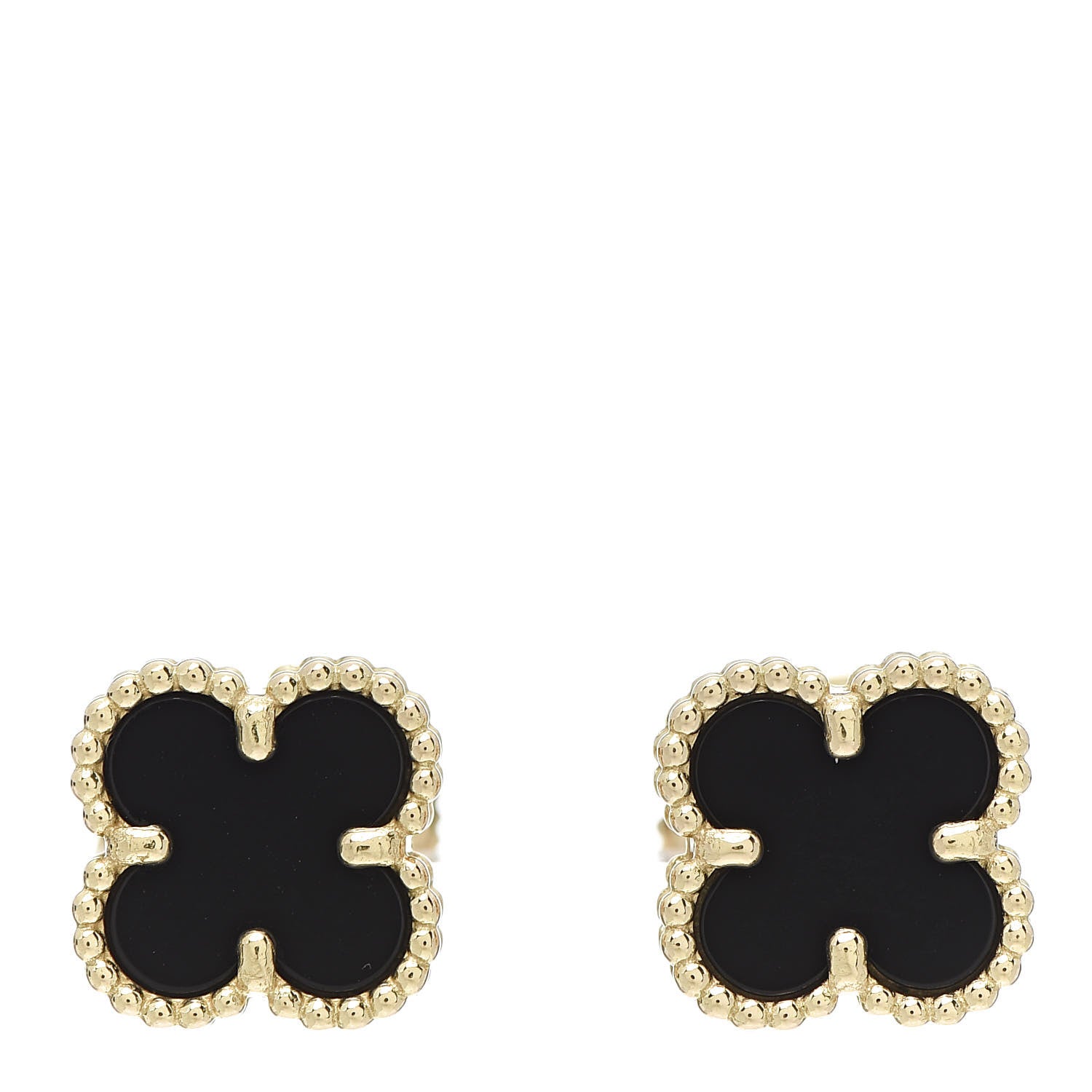 Van Cleef & Arpels 18K Yellow Gold Black Onyx Sweet Alhambra Earrings 1 of 6