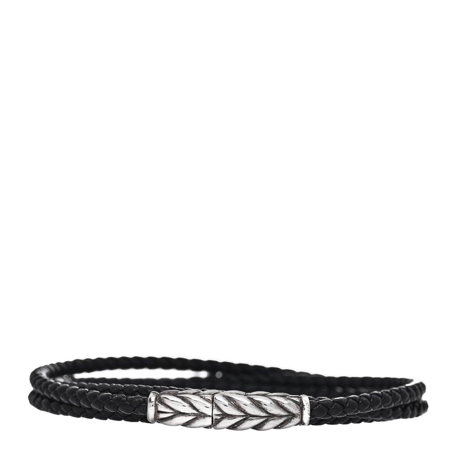 Sterling Silver Chevron Triple-Wrap Bracelet Black