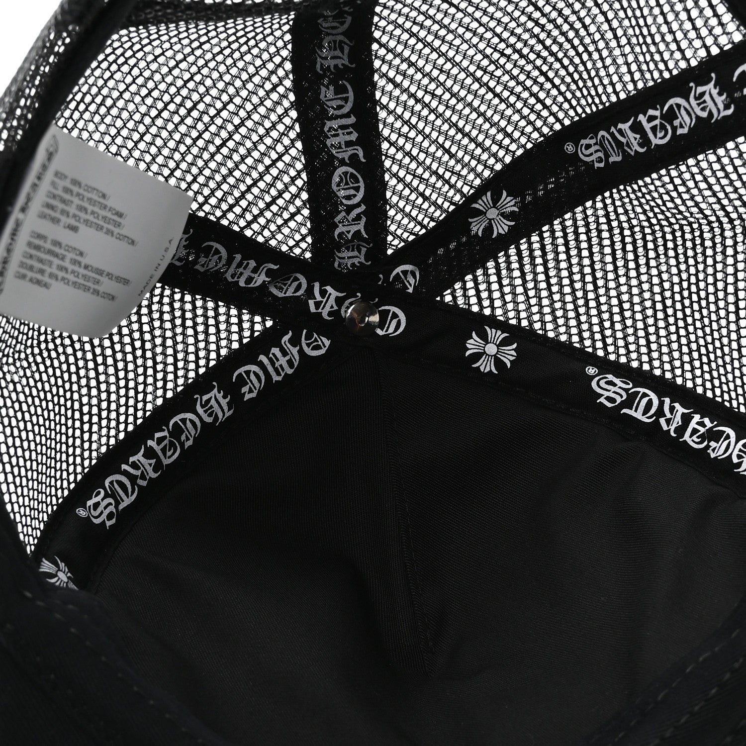 Chrome Hearts Cotton Mesh Lambskin FCK Trucker Hat Black White 7 of 8