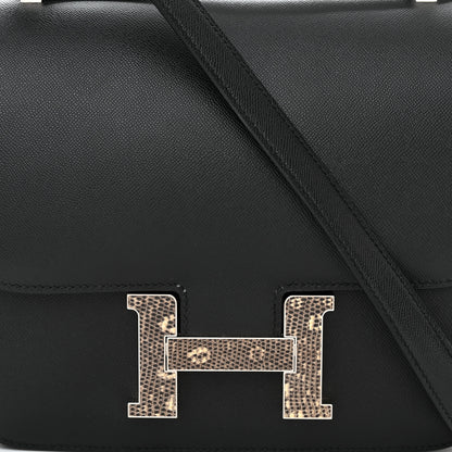 Hermes Madame Calfskin Lizard Constance 24 Black Ombre 8 of 11