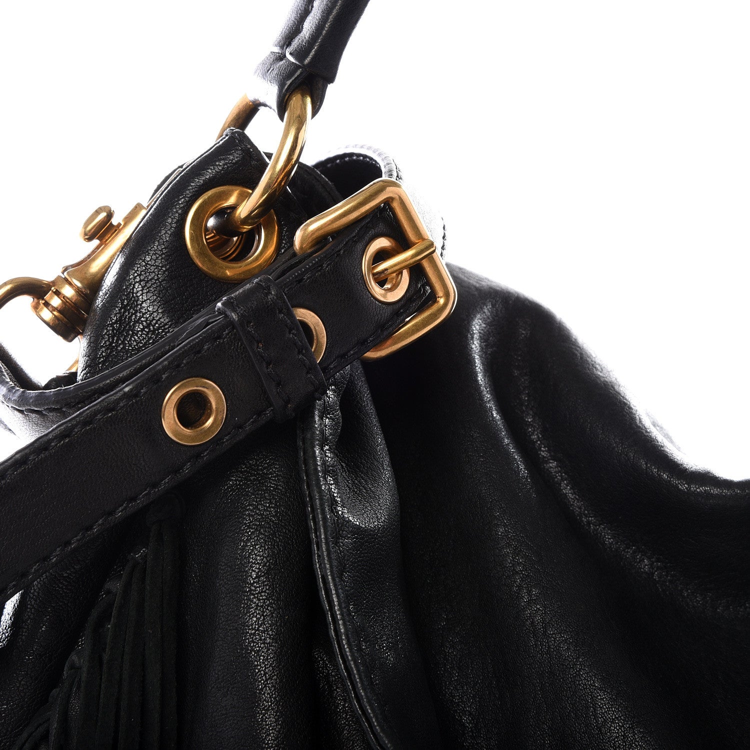 Miu Miu Nappa Fringe Hobo Black 19 of 19