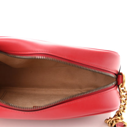 Gucci Calfskin Matelasse Small GG Marmont Chain Shoulder Bag Hibiscus Red 8 of 11