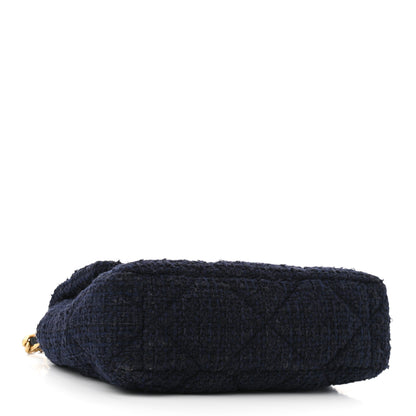 Chanel Tweed Quilted Large Chanel 19 Flap Navy Blue 4 of 10