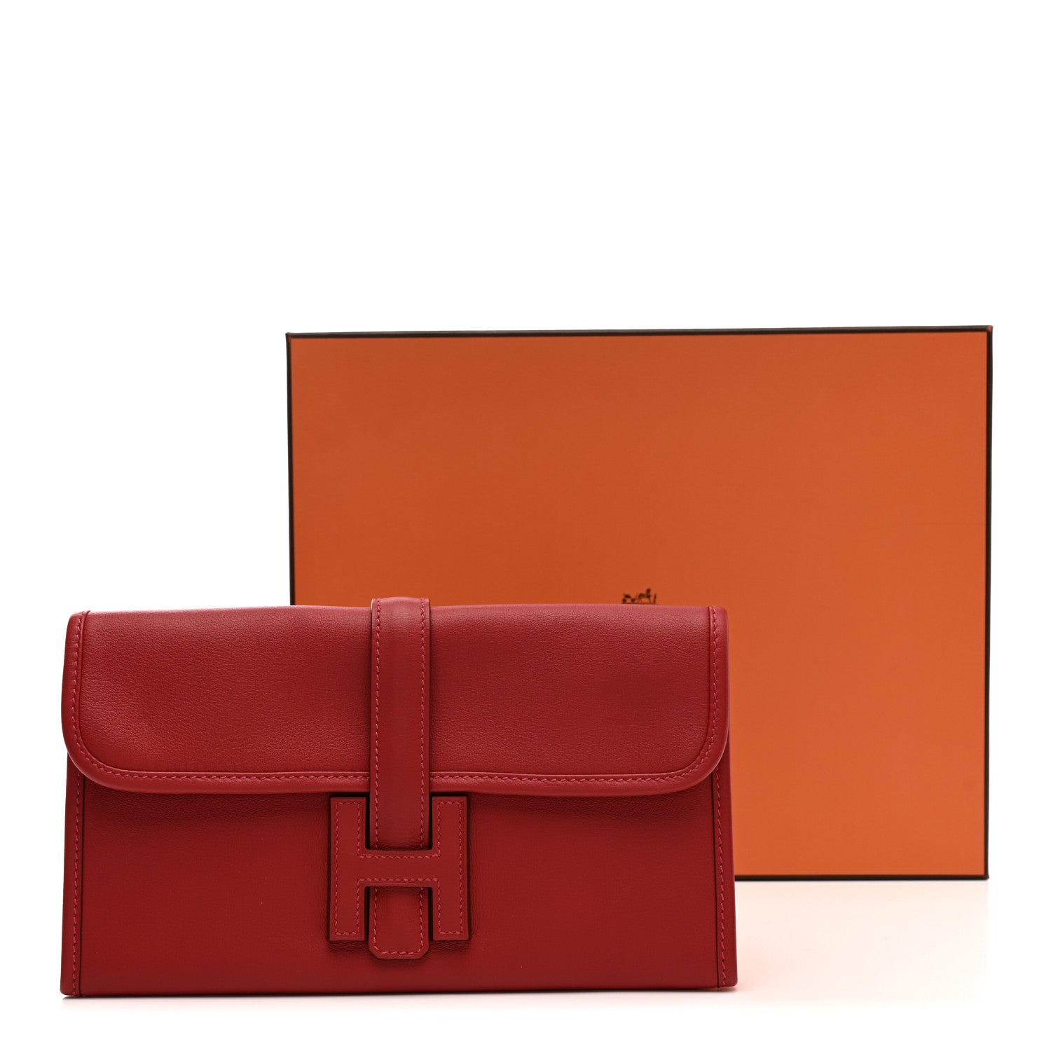 Hermes Swift Jige Duo Clutch Vermillion 13 of 13