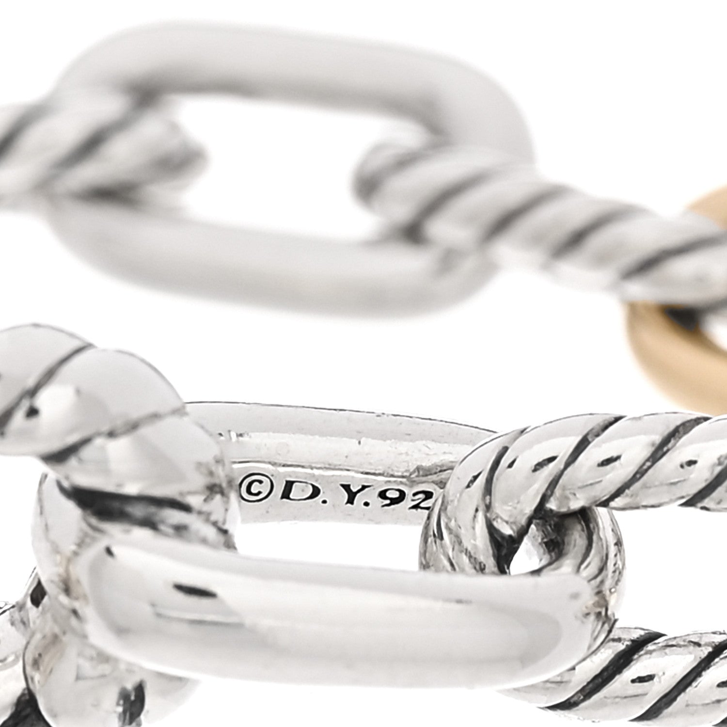 David Yurman Sterling Silver 18K Yellow Gold 5.5mm DY Madison Link Chain Bracelet 3 of 3
