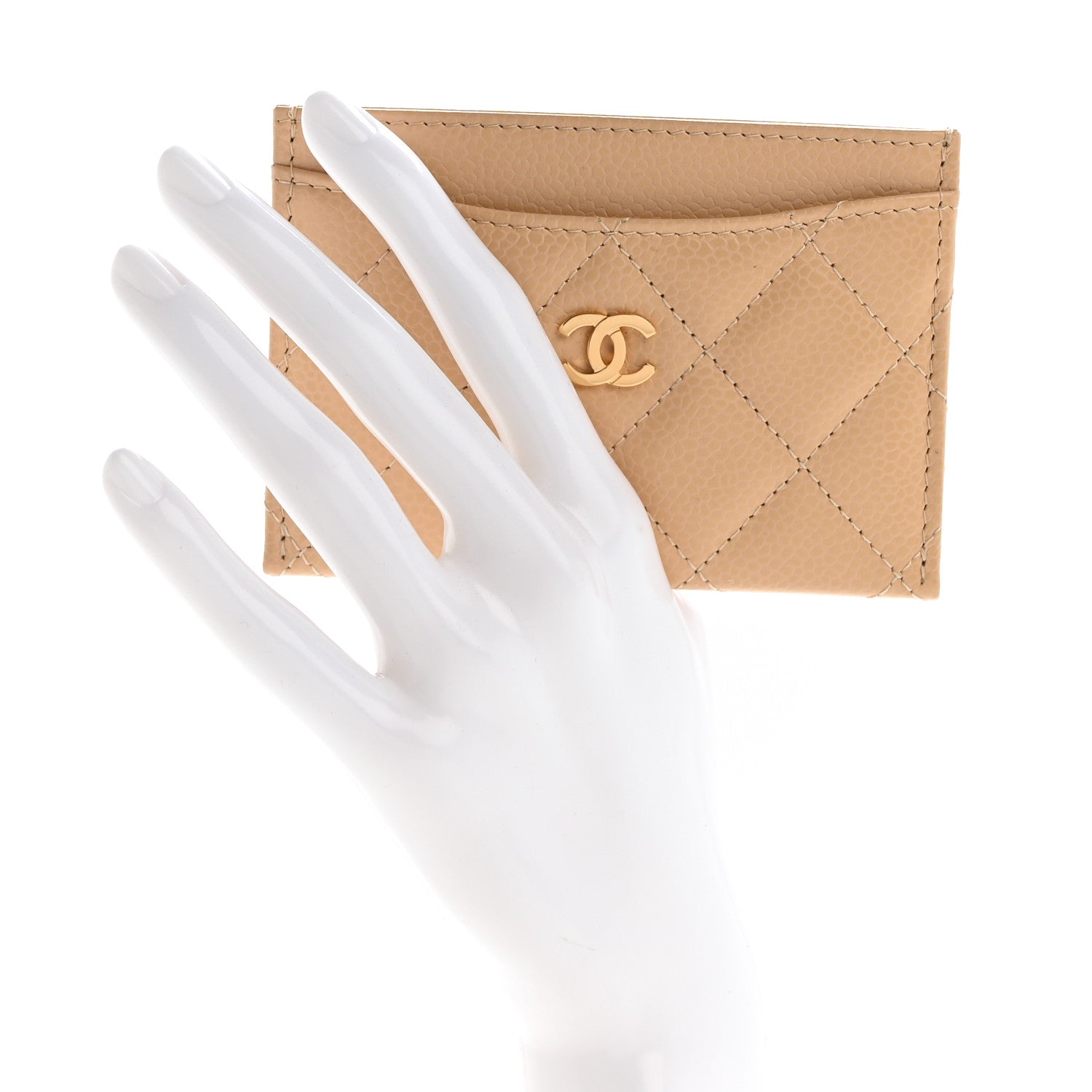 Chanel Caviar Quilted Card Holder Beige 2 of 12
