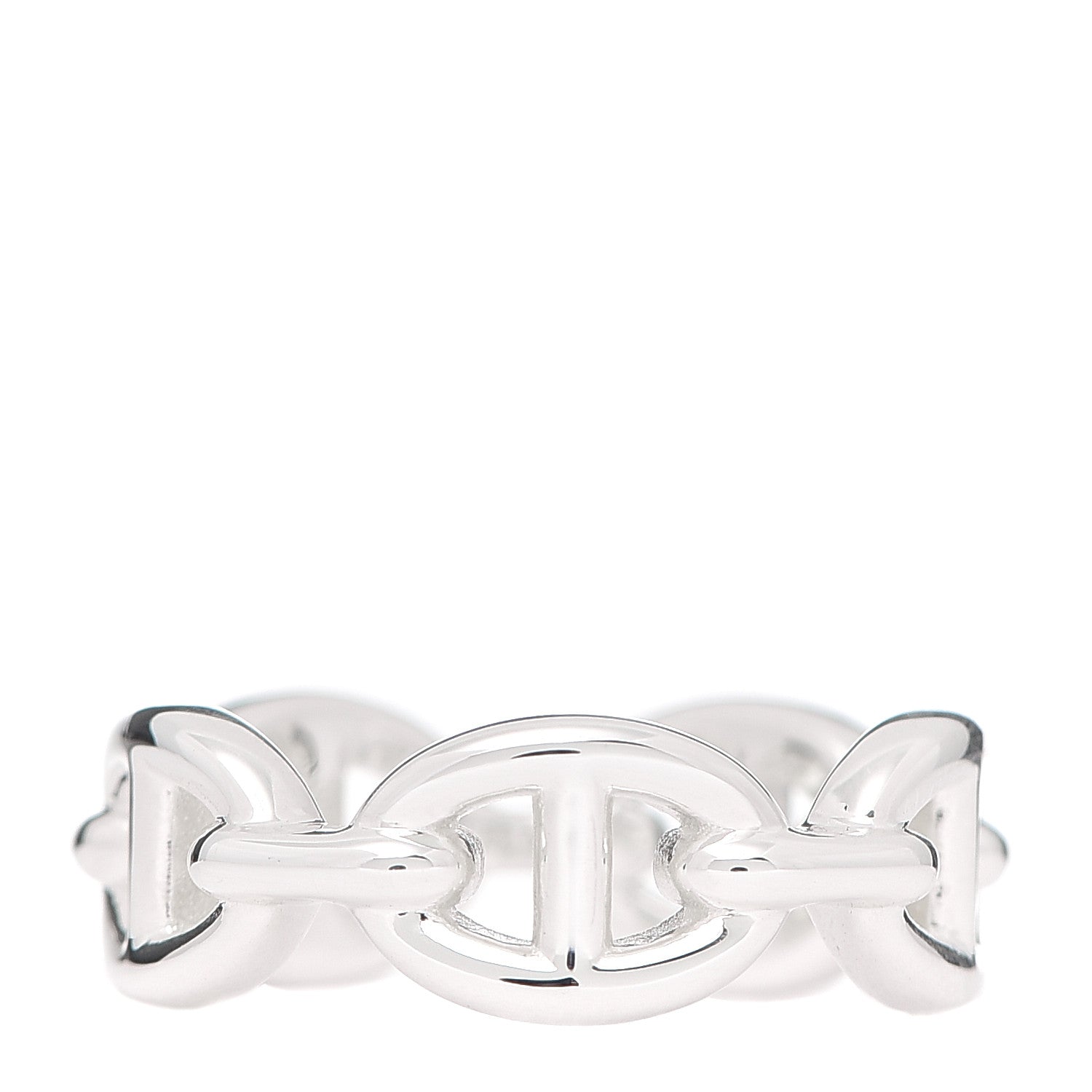 Hermes Sterling Silver PM Chaine d'Ancre Enchainee Band Ring 53 6.25 1 of 6